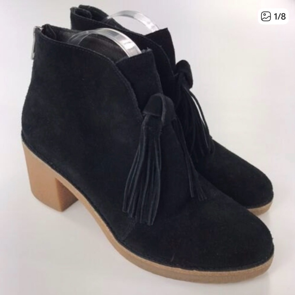 UGG Australia Corin Bootie Black Fringe Tassel Suede Ankle Boots Women's 10 (A7)